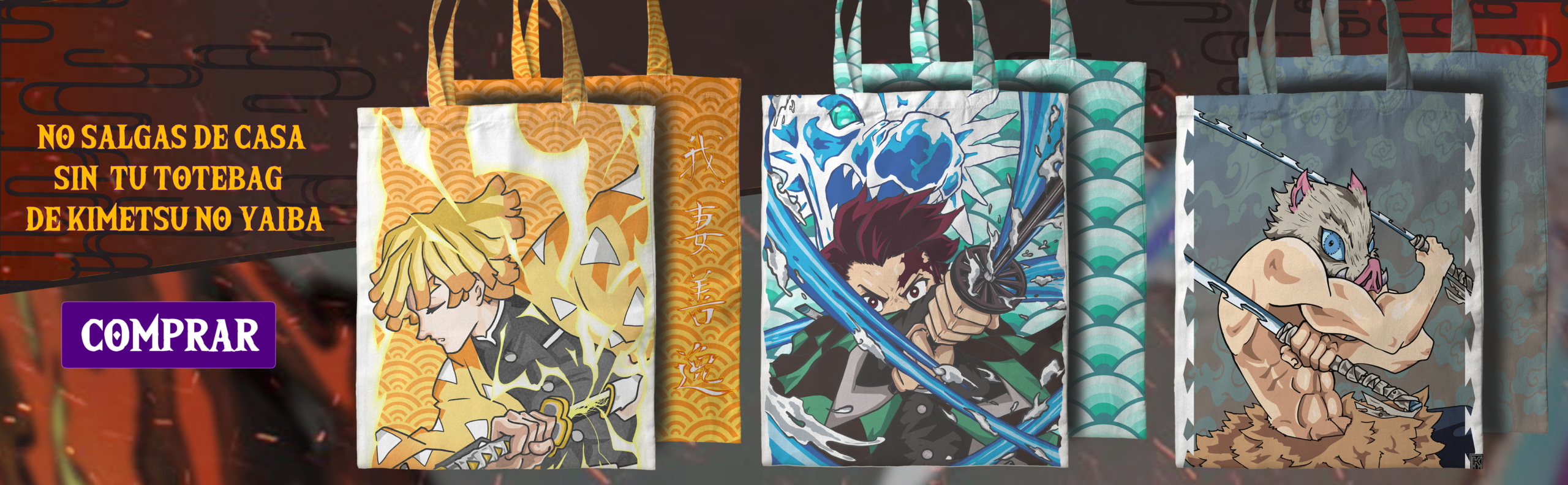 kimetsu no yaiba banner totes